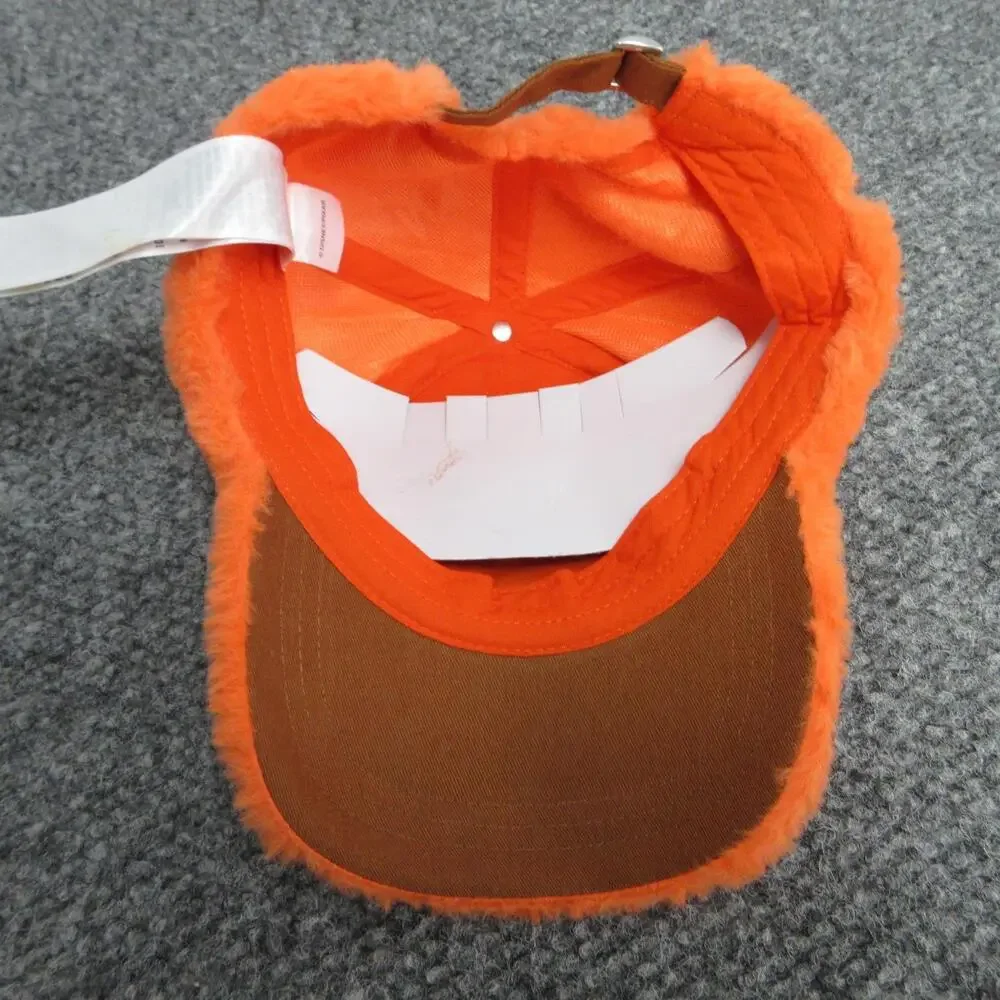 Turning Red Disney Hat Baseball Cap One Size Unisex Kids Orange Velour Faux Fur